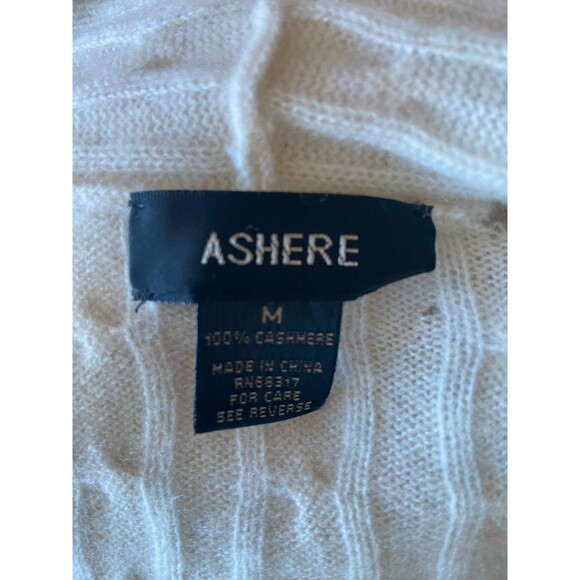 Womens 100% Cashmere Cable Knit Open Cardigan Sweater Size M Ivory Quiet Luxury - Picture 4 of 10